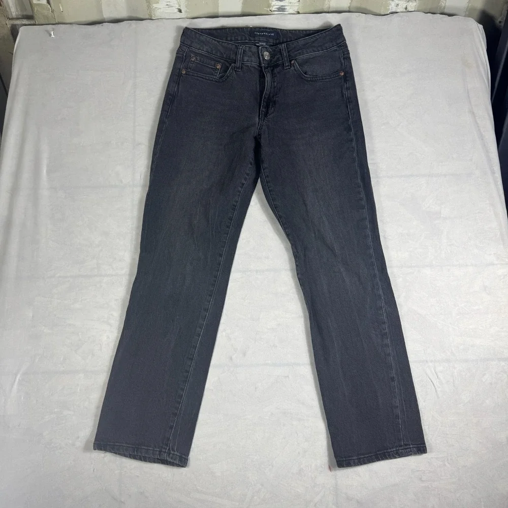 Aeropostale Womens Ankle Jeans Dark Gray Denim Mid-Rise Straight Leg‎ 6 Regular
